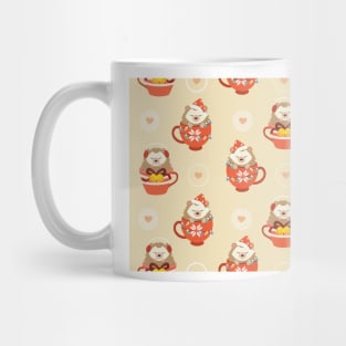 hedgehog kawaii art christmas Mug